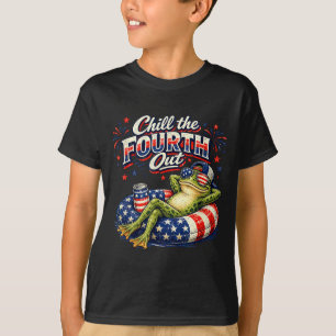 Chill the fourth out funny patriotic frog 4th of T-Shirt