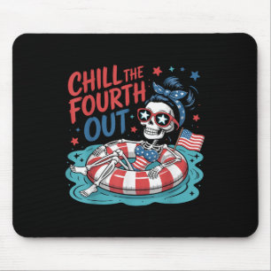 Chill The Fourth Out Funny Patriotic Skeleton Usa Mouse Mat