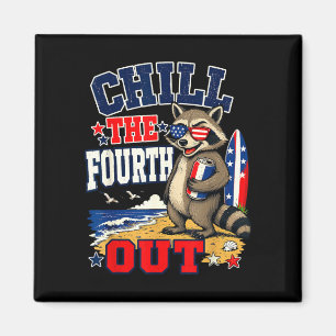 Chill the fourth out funny racoon beach vacation magnet