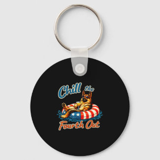 Chill the fourth out german shepherd 4th of july  key ring