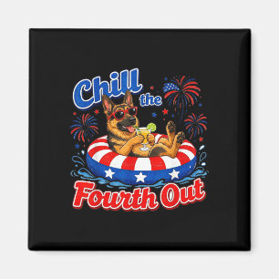 Chill the fourth out german shepherd 4th of july magnet