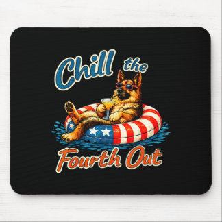 Chill the fourth out german shepherd 4th of july  mouse mat