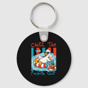 Chill the fourth out patriotic duck independence key ring