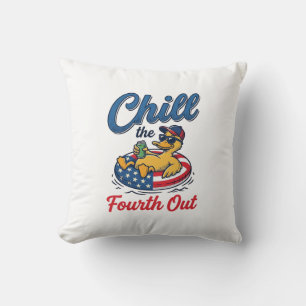 Chill the Fourth Out Patriotic Duck T-Shirt Design Cushion