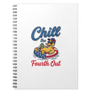 Chill the Fourth Out Patriotic Duck T-Shirt Design Notebook
