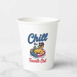 Chill the Fourth Out Patriotic Duck T-Shirt Design Paper Cups