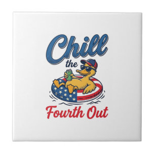 Chill the Fourth Out Patriotic Duck T-Shirt Design Tile