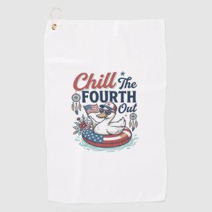 Chill The Fourth Out Patriotic Duck Vector Shirt_1 Golf Towel