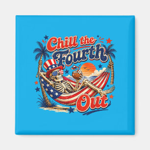 Chill The Fourth Out Patriotic Skeleton Beach Magnet