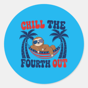 Chill The Fourth Out Patriotic Sloth Usa Flag Classic Round Sticker
