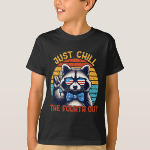 Chill The Fourth Out Racoon 4th Of July Vintage T-Shirt
