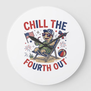 Chill The Fourth Out Turtle Summer Holiday Shirt_1 Large Clock