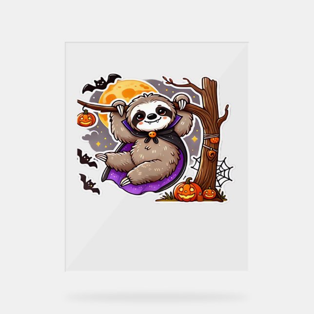 Chill Thrills Halloween Sloth Oversized T-Shirt Acrylic Sign (Front)