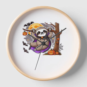 Chill Thrills Halloween Sloth Oversized T-Shirt Clock