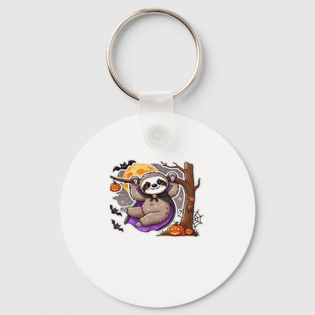 Chill Thrills Halloween Sloth Oversized T-Shirt Key Ring (Front)