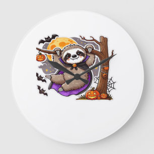 Chill Thrills Halloween Sloth Oversized T-Shirt Large Clock