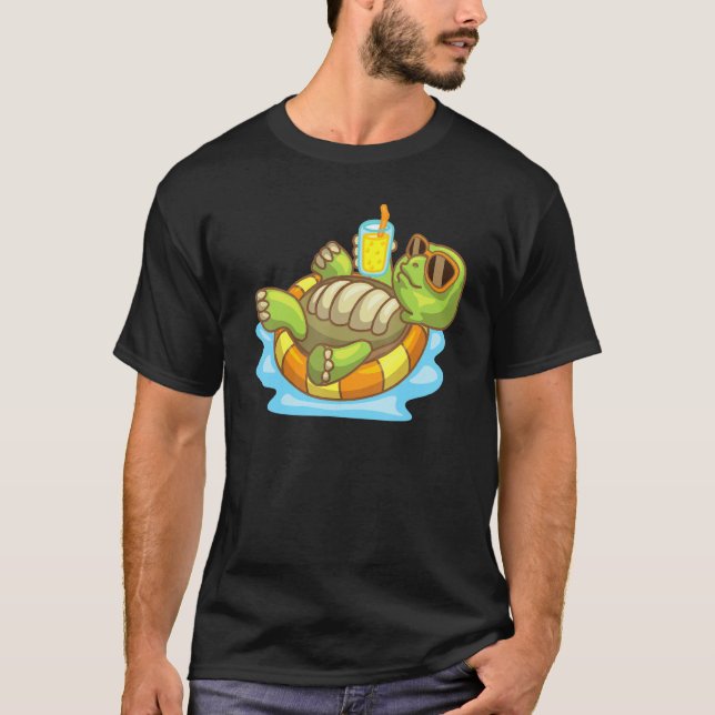 Chill Turtle With Sunglasses Swimming Funny Design T-Shirt (Front)