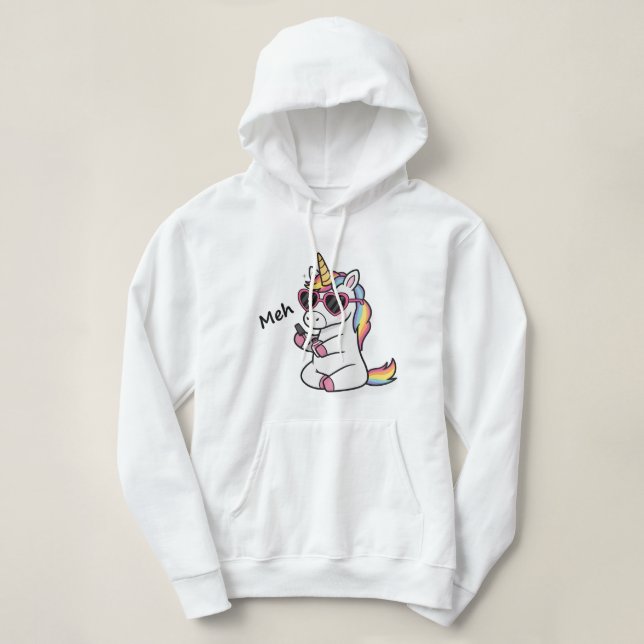 Chill Unicorn Nail Vibes - Meh Hoodie (Design Front)