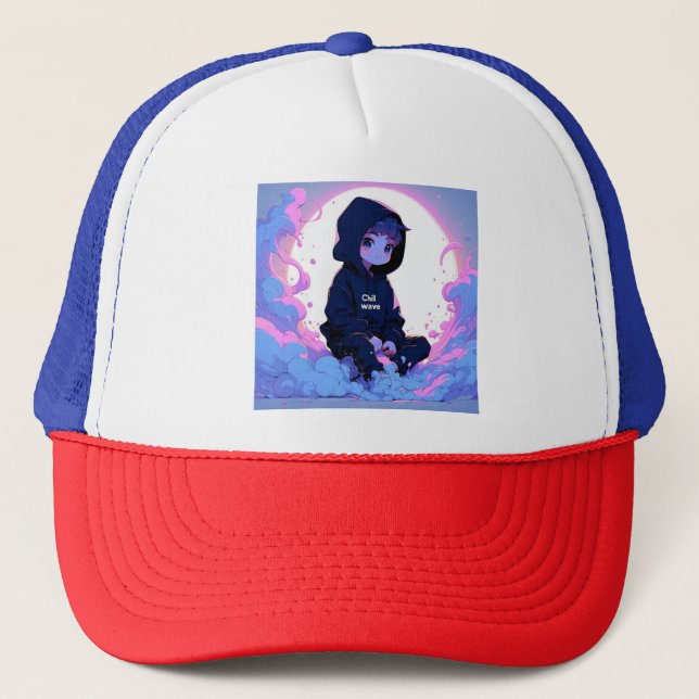 Chill wave t shirt trucker hat (Front)