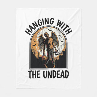 Chill Zombie Shirt Vintage Halloween Graphic_1 Fleece Blanket