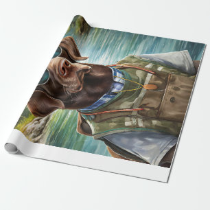 Chillax and Go Outside, Chocolate Lab Fisherman Wrapping Paper