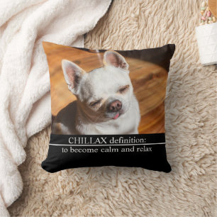 Chillax Chihuahua sleepy relaxed tongue out Photo Cushion