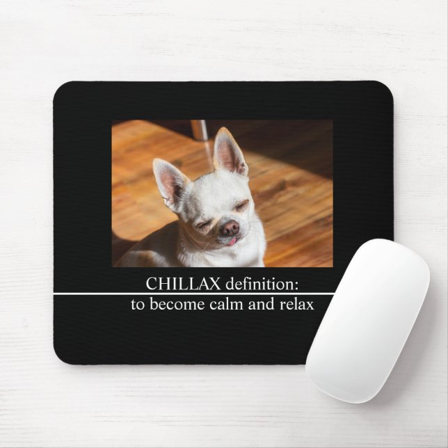 Chillax Chihuahua sleepy relaxed tongue out Photo Mouse Mat (With Mouse)