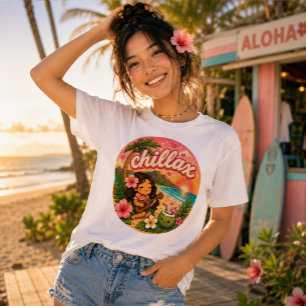 Chillax Kawaii Tropical Beach Graphic Tri-Blend Shirt