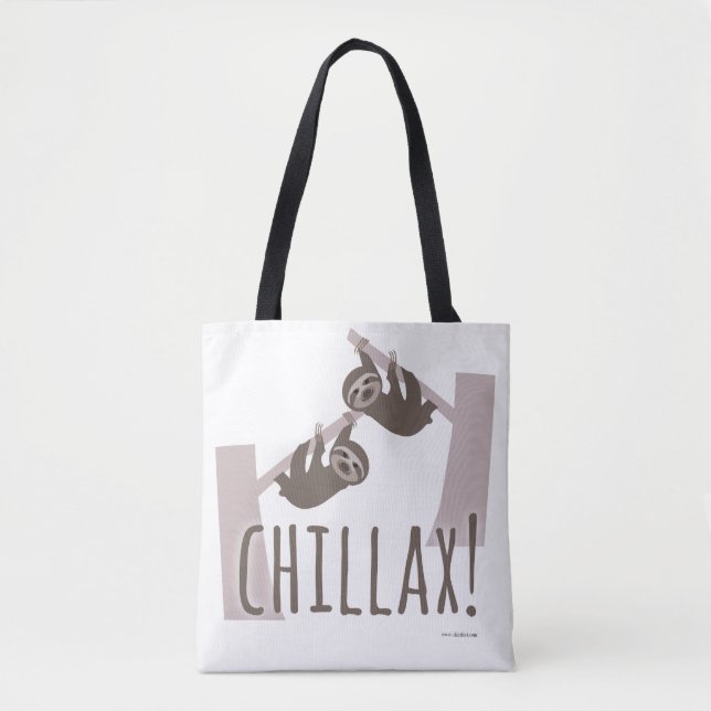 Chillax Relaxing Sloth Tote Bag (Front)