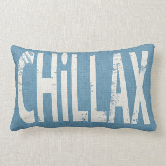 Chillax Skateboard Word Art Pillow Denim Blue