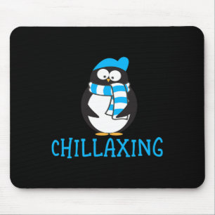 Chillaxing Cute Penguin Christmas Zoo Gift Mouse Mat