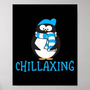 Chillaxing Cute Penguin Christmas Zoo Gift Poster