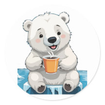 Chilled Beverage Break of Cool Polar Bear