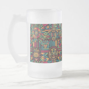 Chilled Blue "Ancestral Paradigm" Frosted Glass Mu Beer Mug