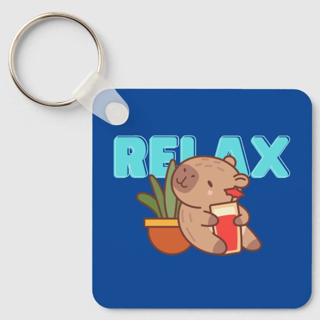 Chilled Capybara Charm Key Ring (Front)