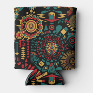 Chilled Cyan "Heritage-Inspired Patterns" Foam Can Cooler
