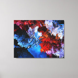 Chilled Inferno Blue Red Contemporary Abstract Art Canvas Print