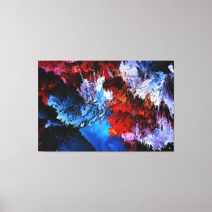 Chilled Inferno Blue Red Contemporary Abstract Art Canvas Print