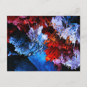 Chilled Inferno Blue Red Contemporary Abstract Art Postcard