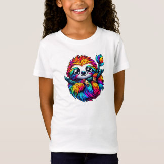 Chilled Sloth in Rainbow Vibes T-Shirt