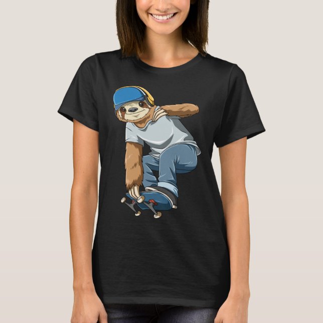 Chilled Sloth Skateboarding   Skater T-Shirt (Front)