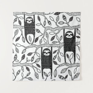 Chilled Sloths: Cute Animal Pattern. Tapestry