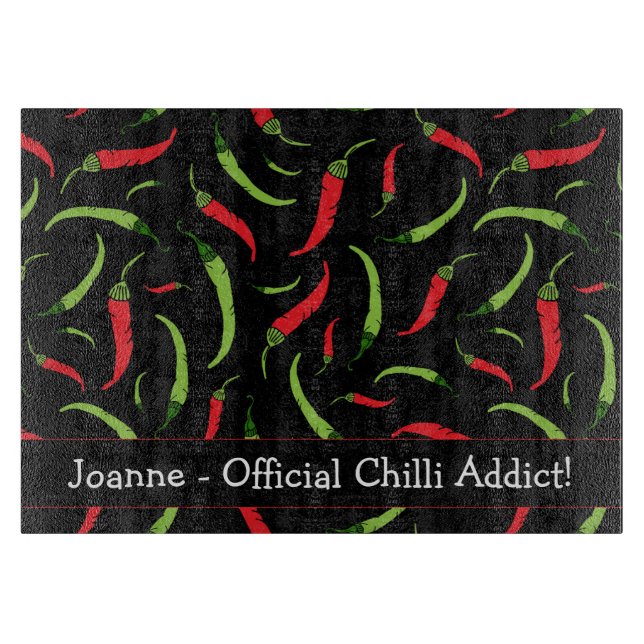 Chilli Addict Spicy Food Lover Chilli Peppers Cutting Board (Front)