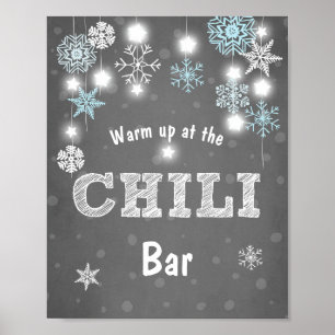 Chilli Bar sign Blue Winter snowflakes Chilly Boy