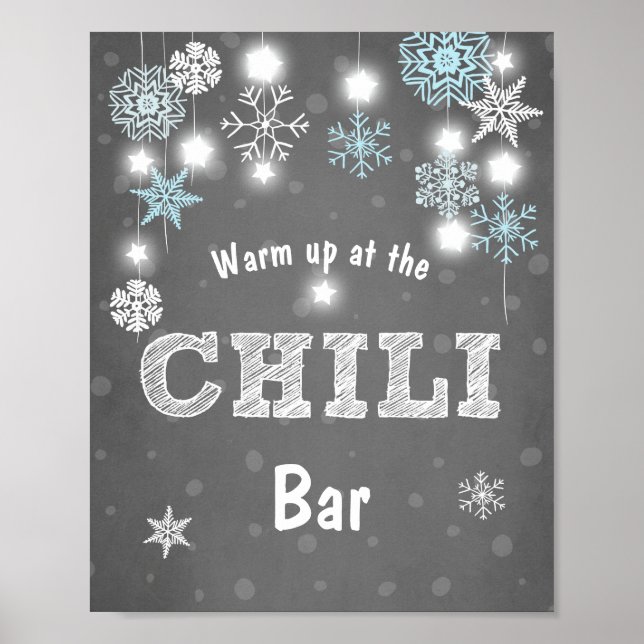 Chilli Bar sign Blue Winter snowflakes Chilly Boy (Front)