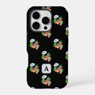 Chilli Beach Christmas Add Your Initial Black iPhone 16 Pro Case