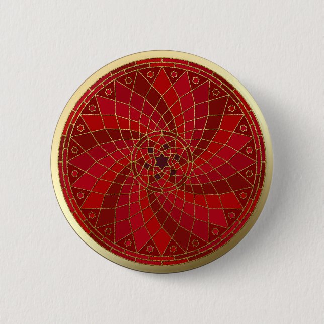 Chilli Bean Swirl Gold Trim Mandala button (Front)