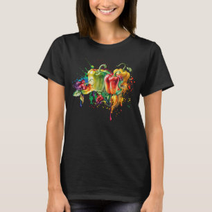 Chilli & Bell Peppers Splatter Art T-Shirt