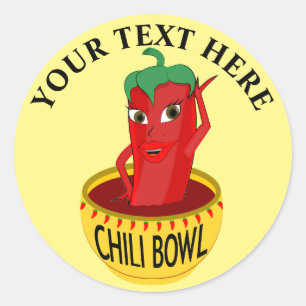 Chilli Bowl Cartoon Drawing  Classic Round Sticker