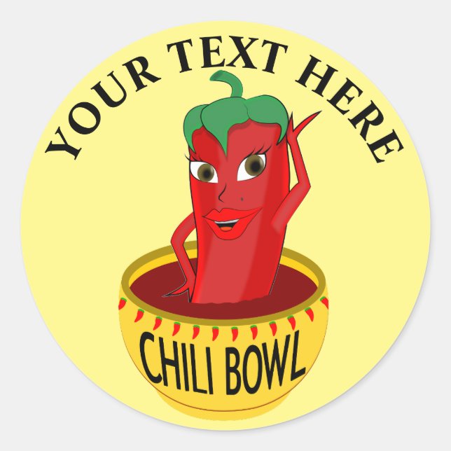 Chilli Bowl Cartoon Drawing  Classic Round Sticker (Front)